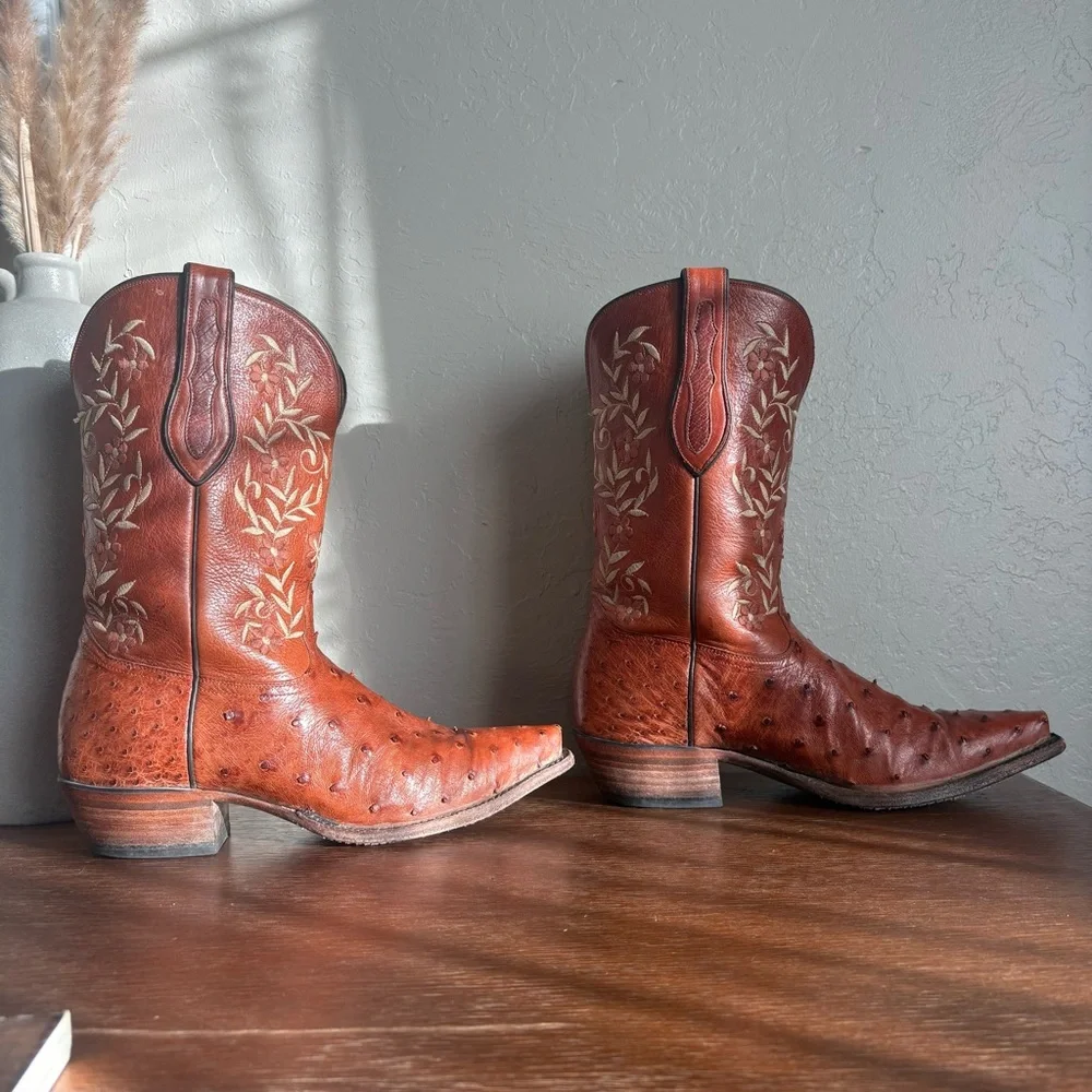 Tony Lama Signature Series Ostrich Leather Western Boots – Women’s 9B - Picture 3 of 16